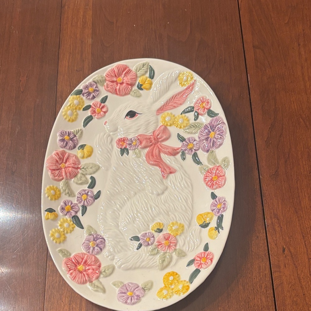 Floral Bunny Decorative Plate